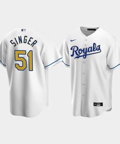 Men's Kansas City Royals Brady Singer 51 White Home Cool Base Jersey