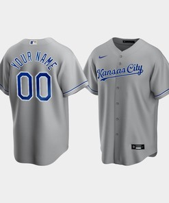 Men's Kansas City Royals Custom 00 Gray Road Cool Base Jersey