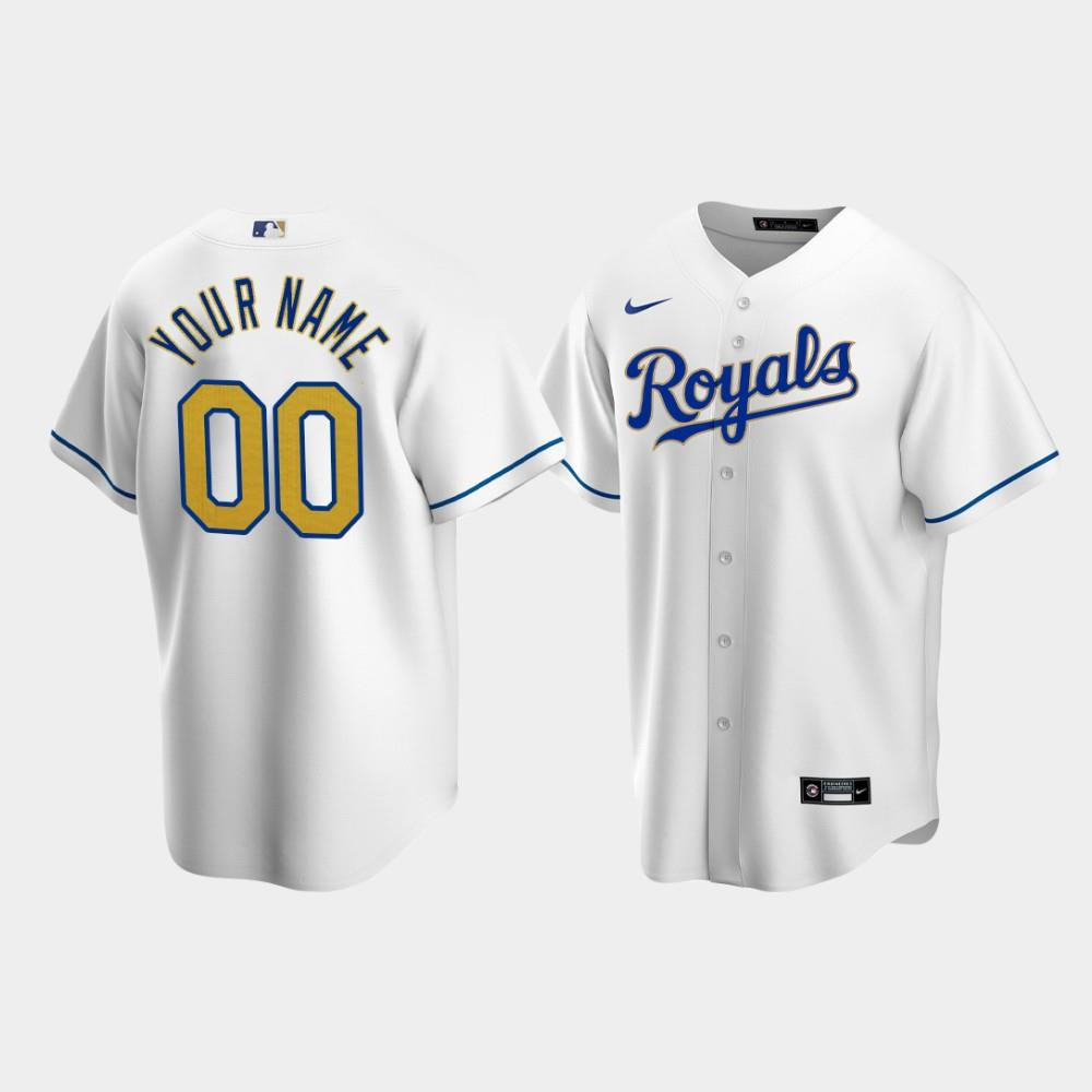 Men's Kansas City Royals Custom 00 White Home Cool Base Jersey