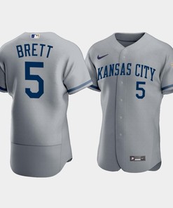 Men's Kansas City Royals George Brett 5 2022-23 Gray Jersey