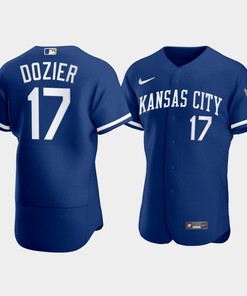 Men's Kansas City Royals Hunter Dozier 17 2022-23 Blue Jersey