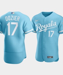 Men's Kansas City Royals Hunter Dozier 17 2022-23 Powder Blue Jersey