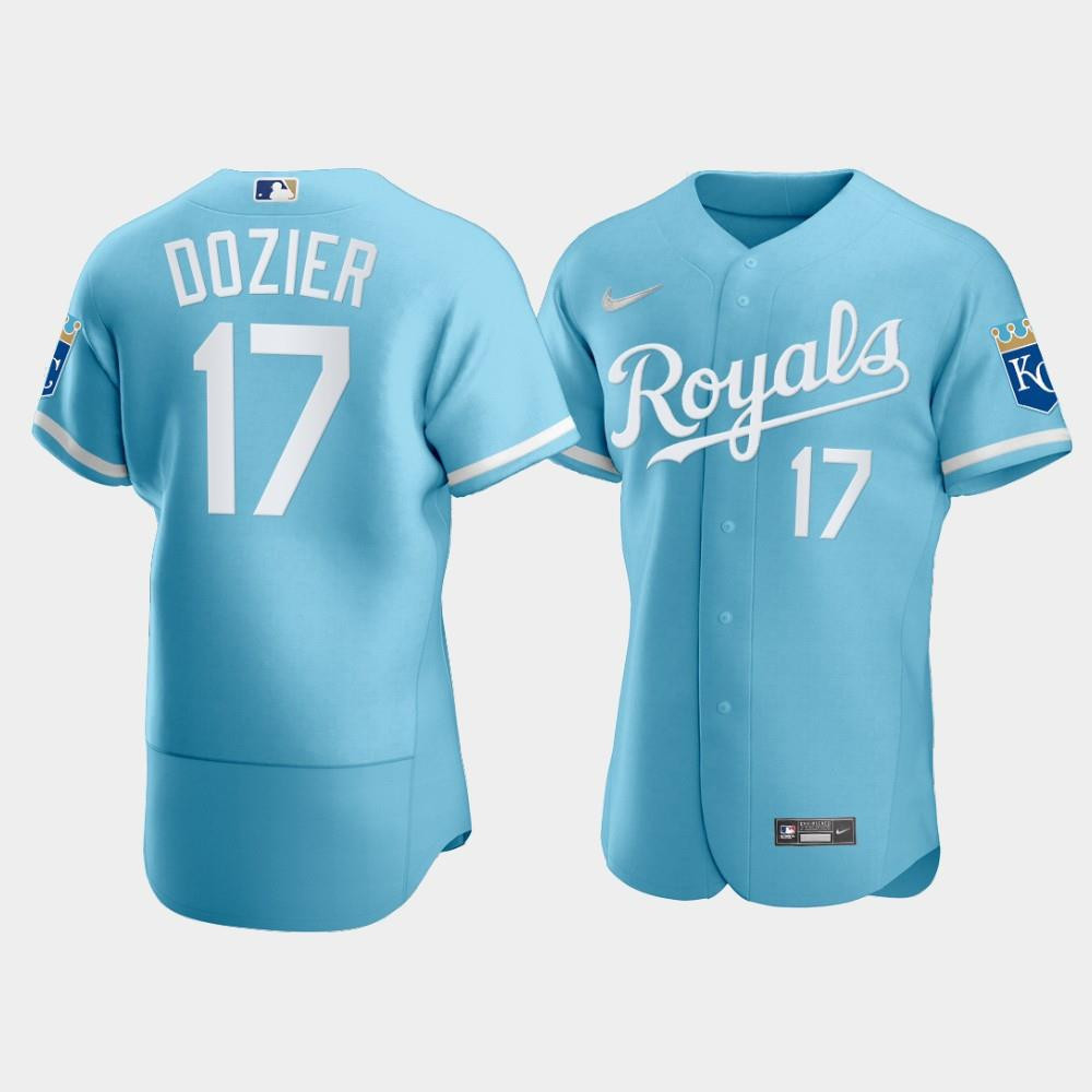 Men's Kansas City Royals Hunter Dozier 17 2022-23 Powder Blue Jersey