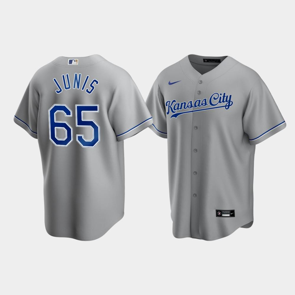 Men's Kansas City Royals Jakob Junis 65 Gray Road Cool Base Jersey