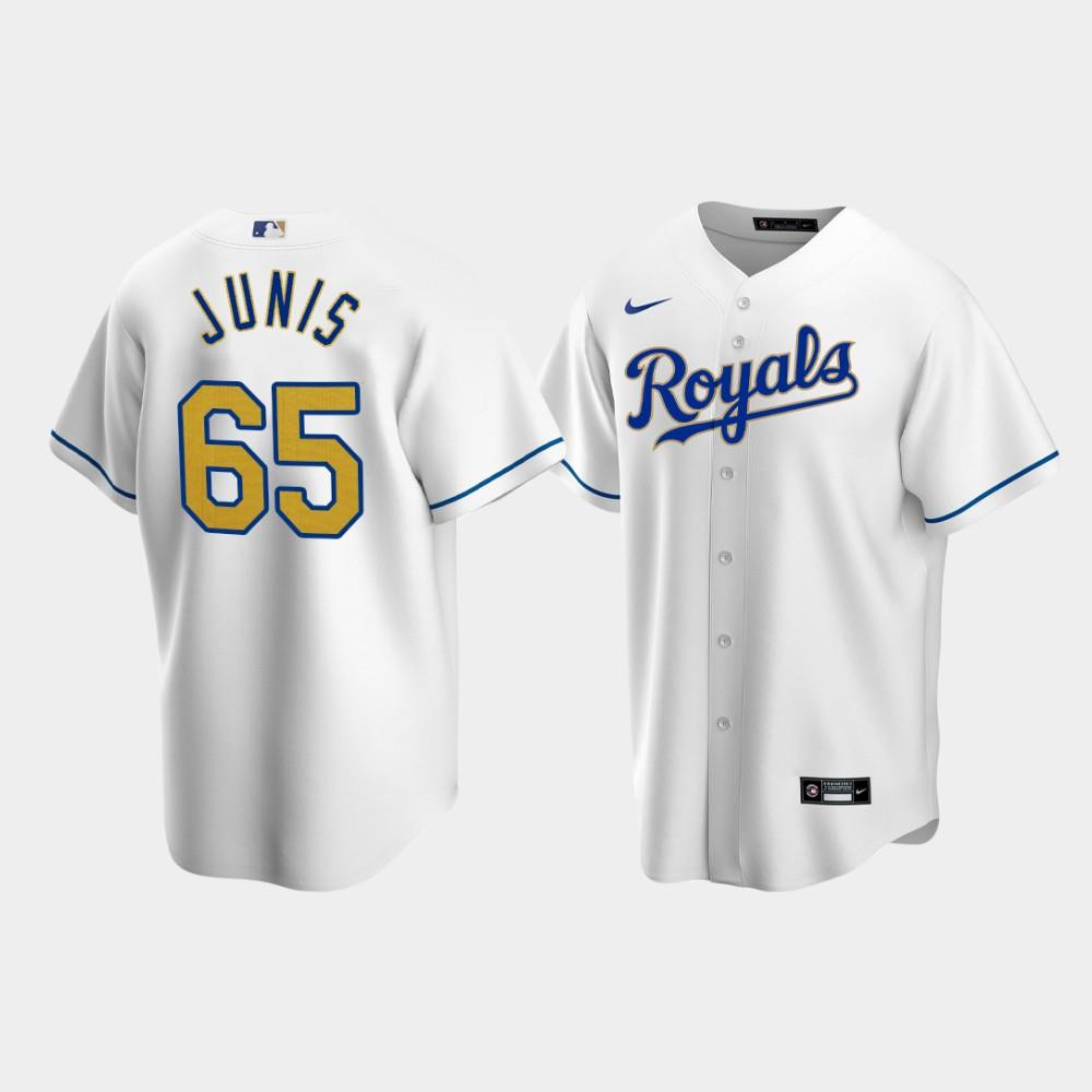 Men's Kansas City Royals Jakob Junis 65 White Home Cool Base Jersey