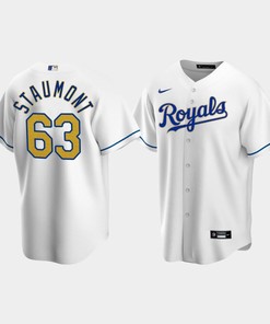 Men's Kansas City Royals Josh Staumont 63 White Home Cool Base Jersey
