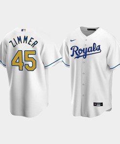 Men's Kansas City Royals Kyle Zimmer 45 White Home Cool Base Jersey