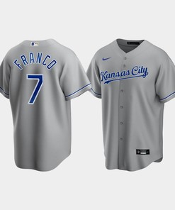 Men's Kansas City Royals Maikel Franco 7 Gray Road Cool Base Jersey