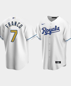Men's Kansas City Royals Maikel Franco 7 White Home Cool Base Jersey