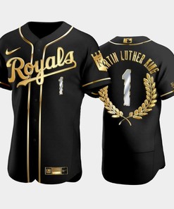 Men's Kansas City Royals Martin Luther King Golden Edition Jersey - Black Jersey