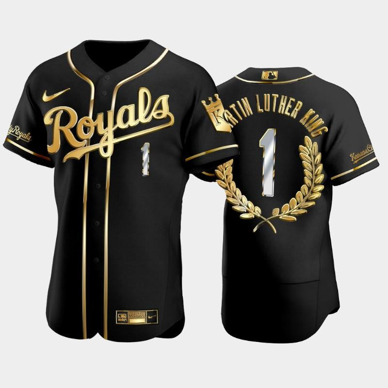 Men's Kansas City Royals Martin Luther King Golden Edition Jersey - Black Jersey