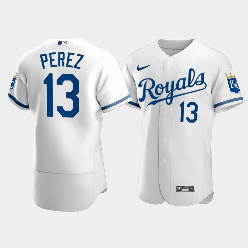 Men's Kansas City Royals Salvador Perez 13 2022-23 White Jersey