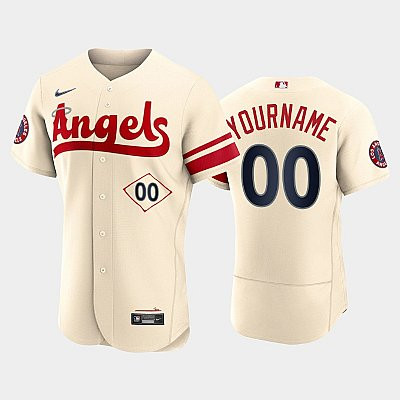 Men's Los Angeles Angels 00 Custom 2022-23 City Connect Cream Jersey