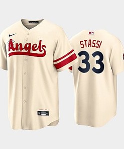 Men's Los Angeles Angels 33 Max Stassi 2022-23 City Connect Cream Jersey
