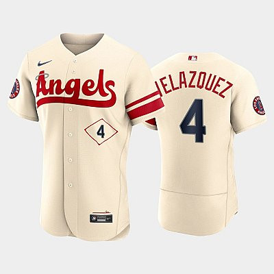 Men's Los Angeles Angels 4 Andrew Velazquez 2022-23 City Connect Cream Jersey