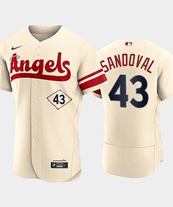 Men's Los Angeles Angels 43 Patrick Sandoval 2022-23 City Connect Cream Jersey