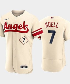 Men's Los Angeles Angels 7 Jo Adell 2022-23 City Connect Cream Jersey