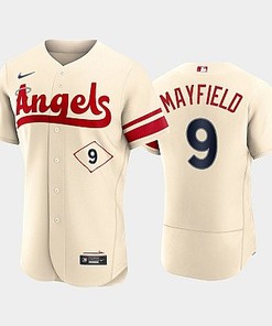 Men's Los Angeles Angels 9 Jack Mayfield 2022-23 City Connect Cream Jersey