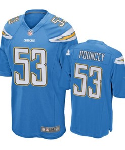 Men's Los Angeles Chargers 53 Mike Pouncey Powder Blue Game Jersey