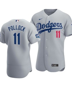 Men's Los Angeles Dodgers A.j. Pollock 11 2020 World Series Champions Alternate Jersey Gray