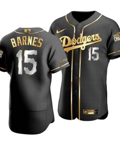 Men's Los Angeles Dodgers Austin Barnes 15 2020 World Series Champions Golden Jersey Black