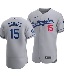 Men's Los Angeles Dodgers Austin Barnes 15 2020 World Series Champions Road Jersey Gray
