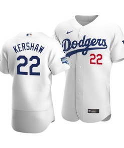 Men's Los Angeles Dodgers Clayton Kershaw 22 2020 World Series Champions Home Jersey White