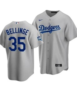 Men's Los Angeles Dodgers Cody Bellinger 35 2020 World Series Champions Gray Alternate Jersey