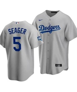 Men's Los Angeles Dodgers Corey Seager 5 2020 World Series Champions Gray Alternate Jersey