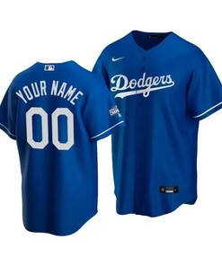 Men's Los Angeles Dodgers Custom 00 2020 World Series Champions Royal Alternate Jersey
