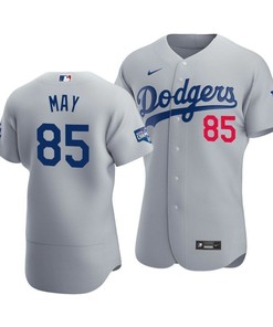 Men's Los Angeles Dodgers Dustin May 85 2020 World Series Champions Alternate Jersey Gray