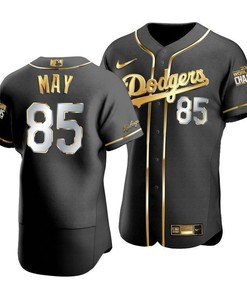 Men's Los Angeles Dodgers Dustin May 85 2020 World Series Champions Golden Jersey Black