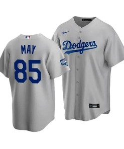 Men's Los Angeles Dodgers Dustin May 85 2020 World Series Champions Gray Alternate Jersey
