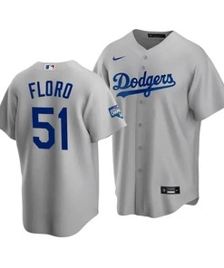 Men's Los Angeles Dodgers Dylan Floro 51 2020 World Series Champions Gray Alternate Jersey