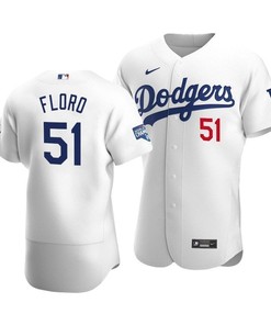 Men's Los Angeles Dodgers Dylan Floro 51 2020 World Series Champions Home Jersey White