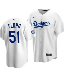 Men's Los Angeles Dodgers Dylan Floro 51 2020 World Series Champions White Home Jersey