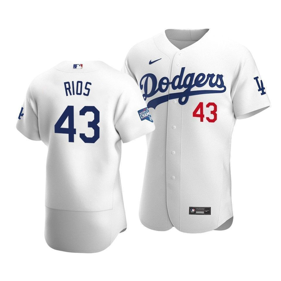 Men's Los Angeles Dodgers Edwin Rios 43 2020 World Series Champions ...