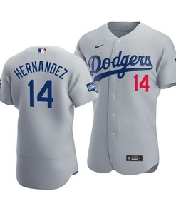 Men's Los Angeles Dodgers Enrique Hernandez 14 2020 World Series Champions Alternate Jersey Gray