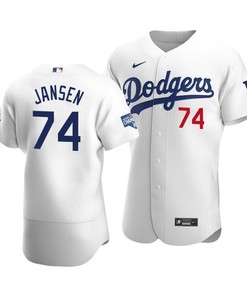 Men's Los Angeles Dodgers Kenley Jansen 74 2020 World Series Champions Home Jersey White
