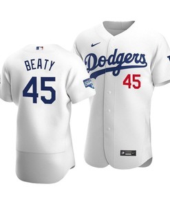Men's Los Angeles Dodgers Matt Beaty 45 2020 World Series Champions Home Jersey White