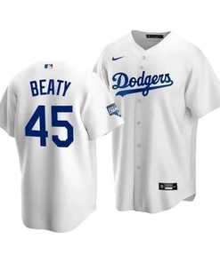 Men's Los Angeles Dodgers Matt Beaty 45 2020 World Series Champions White Home Jersey