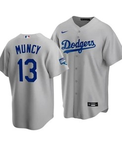 Men's Los Angeles Dodgers Max Muncy 13 2020 World Series Champions Gray Alternate Jersey