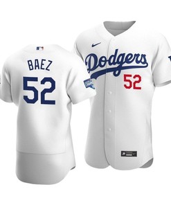 Men's Los Angeles Dodgers Pedro Baez 52 2020 World Series Champions Home Jersey White