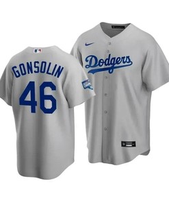 Men's Los Angeles Dodgers Tony Gonsolin 46 2020 World Series Champions Gray Alternate Jersey