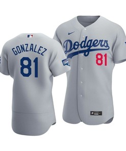 Men's Los Angeles Dodgers Victor Gonzalez 81 2020 World Series Champions Alternate Jersey Gray