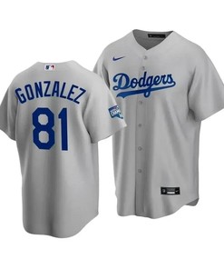 Men's Los Angeles Dodgers Victor Gonzalez 81 2020 World Series Champions Gray Alternate Jersey