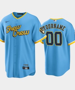 Men's Milwaukee Brewers 00 Custom 2022-23 City Connect Powder Blue Jersey