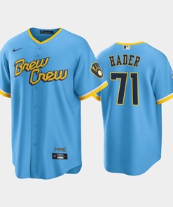 Men's Milwaukee Brewers 71 Josh Hader 2022-23 City Connect Powder Blue Jersey