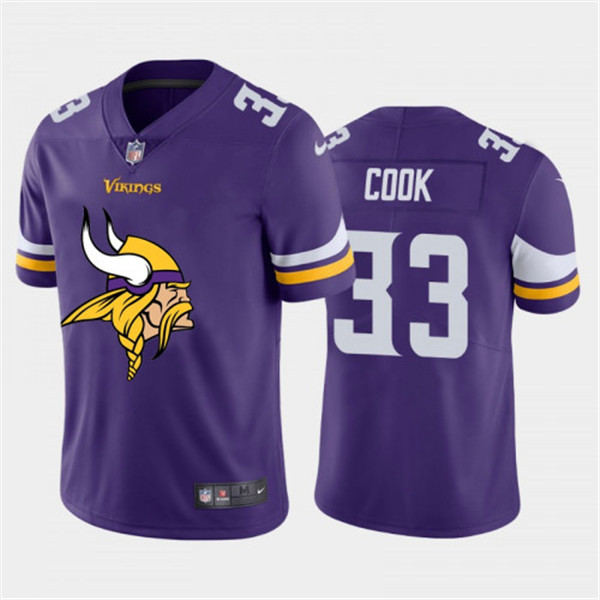 Mens Minnesota Vikings #33 Dalvin Cook Purple 2020 Team Big Logo ...