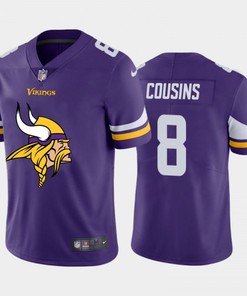 Mens Minnesota Vikings #8 Kirk Cousins Purple 2020 Team Big Logo Limited Stitched Nfl Jersey
